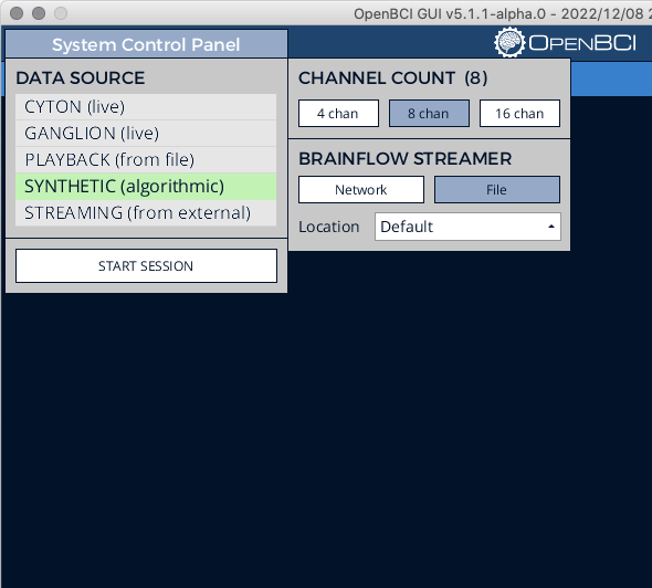 Open GUI Synthetic Mode