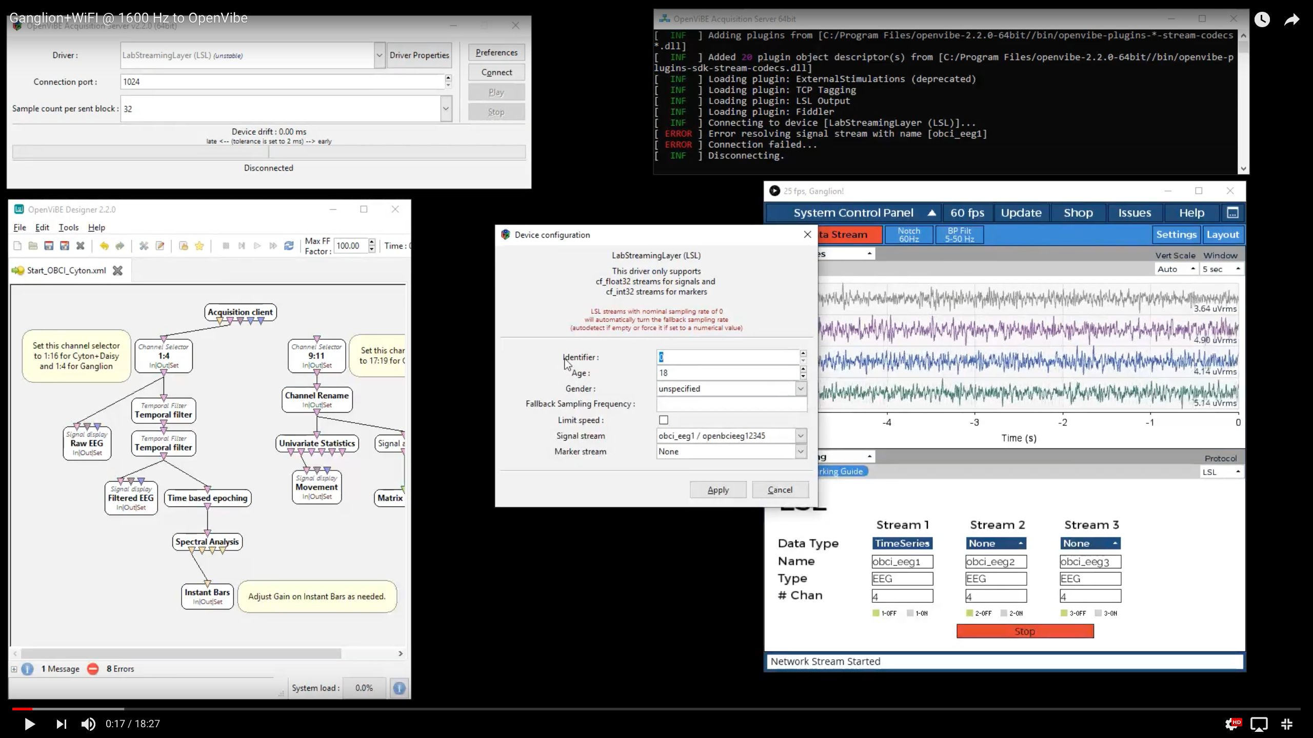 OpenBCI GUI to OpenViBE Screenshot