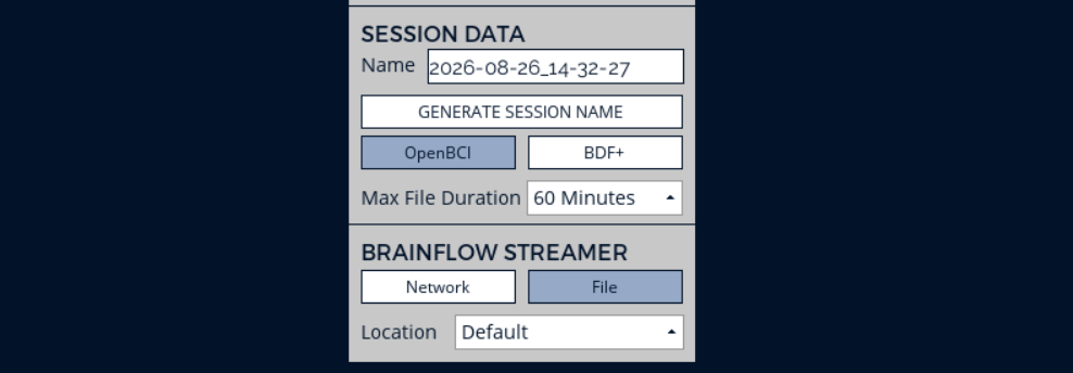 Session Data panel
