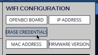 erase credentials for openbci wifi shield