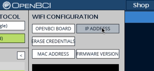 getting ip address for openbci wifi shield